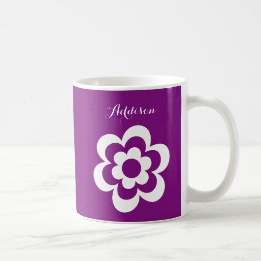 Lila, klassische Tasse mit weißer Blume (Rechts)