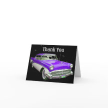 Lila klassischer Muskel-Auto-Geburtstag danken