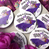 Lila klassisches Fahrzeug mit konvertiblen Linien, Button