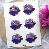 Lila klassisches Fahrzeug mit konvertiblen Linien, Runder Aufkleber