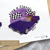 Lila klassisches Fahrzeug mit konvertiblen Linien, Runder Aufkleber