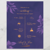 Lila klassisches Hochzeitsprogramm aus Marmor (Vorderseite)