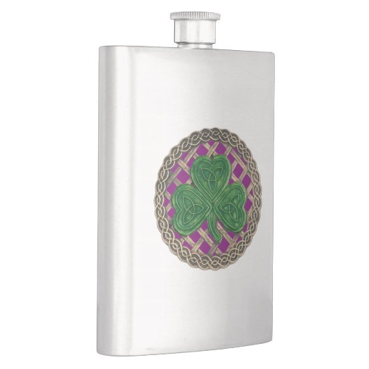 Lila Kleeblatt auf Keltenknochen Flachmann (Rechts)