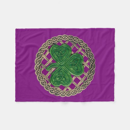 Lila Kleeblatt auf keltischen Knochen Fleece Blank (Vorderseite (Horizontal))