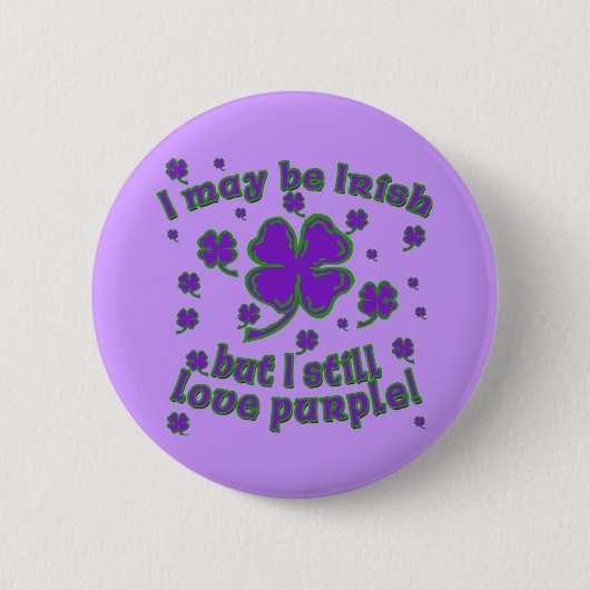 Lila Kleeblatt St. Patrick's Day Design Button (Vorderseite)