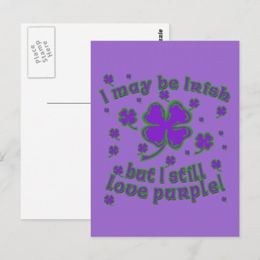 Lila Kleeblatt St. Patrick's Day Design Postkarte (Vorne/Hinten)