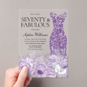 Lila Kleid 70. Geburtstag Acryleinladungen (Insitu (Handheld))