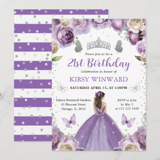 Lila Kleid Blonde Hair Princess Geburtstag Einladung