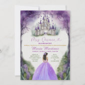 Lila Kleid Blumenwald 16 Mis Quince Einladung (Vorderseite)