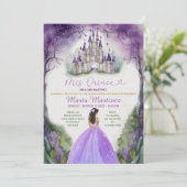 Lila Kleid Blumenwald 16 Mis Quince Einladung (Stehend Vorderseite)