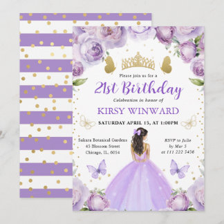 Lila Kleid Brünett Princess Geburtstag Einladung