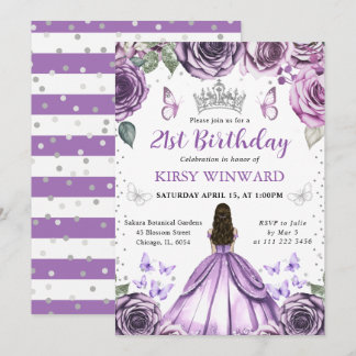 Lila Kleid Brünett Princess Geburtstag Einladung
