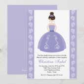 Lila Kleid Brünett Quinceanera Einladungen (Vorne/Hinten)