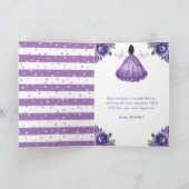 Lila Kleid Dark Skin Princess Geburtstag Karte (Innenseite)
