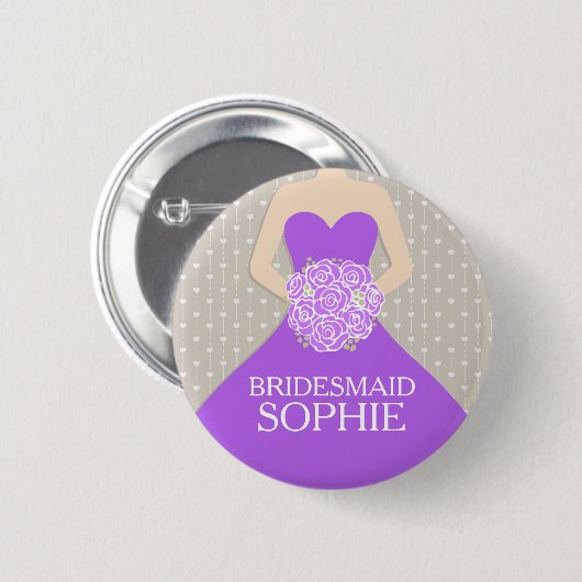 Lila Kleid der Brautjungfer genannt wedding Button (Vorne & Hinten)