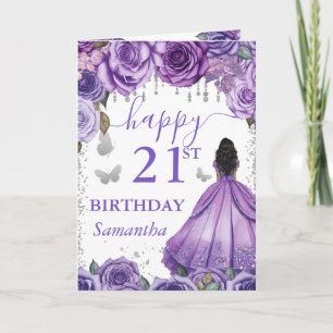 Lila Kleid Dunkle Haut Prinzessin Geburtstag Karte