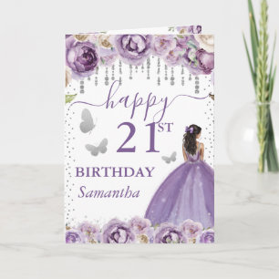 Lila Kleid Dunkle Haut Prinzessin Geburtstag Karte