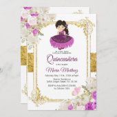 Lila Kleid Mexikos Charra Mis XV Anos 1 Einladung (Vorne/Hinten)