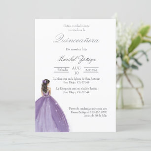 Lila Kleid Quinceanera Einladung