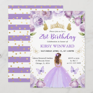 Lila Kleid Rote Hair Princess Geburtstag Einladung