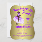 Lila Kleid und Glitzer Junggeselinnen-Abschied Einladung (Vorderseite)