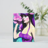 Lila Kleiderfrau Postkarte (Stehend Vorderseite)