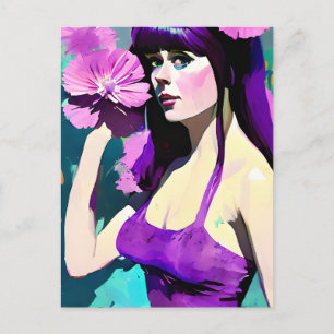 Lila Kleiderfrau Postkarte