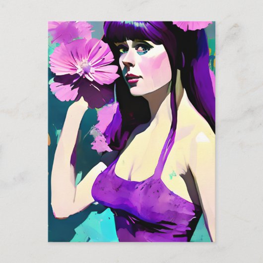 Lila Kleiderfrau Postkarte (Vorderseite)