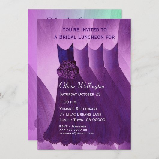 Lila Kleidung für Bridesmaid Luncheon oder Brunch Einladung (Vorne/Hinten)