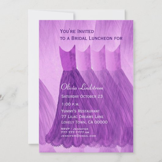 Lila Kleidung für Bridesmaid Luncheon oder Brunch Einladung (Vorderseite)