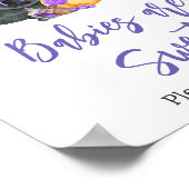 Lila Kleinboo-Kinderdusche Babys sind süß Poster (Ecke)