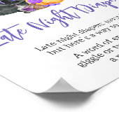 Lila kleine Boo-Babydusche Spät-Night-Windeln Poster (Ecke)