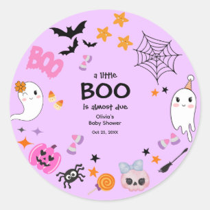 Lila kleine Boo Niedliche Halloween-Kinderdusche Runder Aufkleber