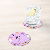 Lila kleine Boo Niedliche Halloween-Kinderdusche Runder Pappuntersetzer (Vor Ort)