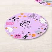 Lila kleine Boo Niedliche Halloween-Kinderdusche Runder Pappuntersetzer (Angewinkelt)