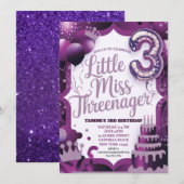 Lila kleine Miss Drohenager-Einladung Einladung (Vorne/Hinten)