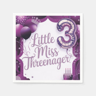 Lila kleine Miss Threenager Napkins Serviette