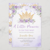 Lila kleine Princess-Babydusche Einladung (Vorne/Hinten)