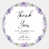 Lila kleine Wildblume Vielen Dank Runder Aufkleber (Vorderseite)