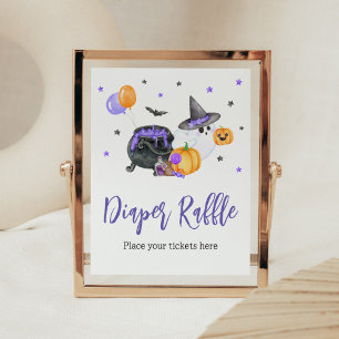 Lila Kleiner Boo-Geist-Babydusche-Windeln-Raffel Poster