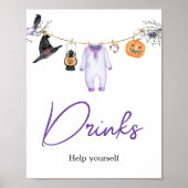 Lila kleines Boo Halloween Baby Duschgetränke Poster (Vorne)