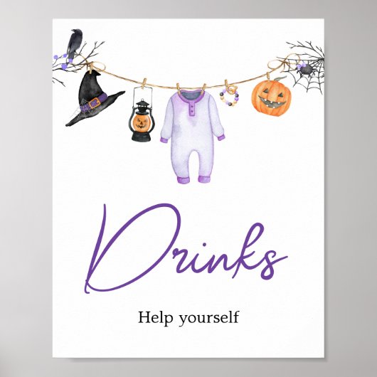 Lila kleines Boo Halloween Baby Duschgetränke Poster (Vorne)