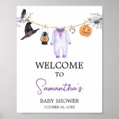 Lila kleines Boo Halloween Babydusche Empfang Poster (Vorne)