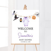 Lila kleines Boo Halloween Babydusche Empfang Poster