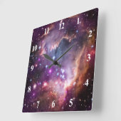 Lila Kleines Magellanisches Cloud Celestial-Foto Quadratische Wanduhr (Winkel)