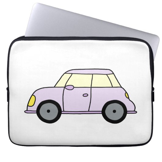 Lila Kleinwagen Laptopschutzhülle (Vorderseite)