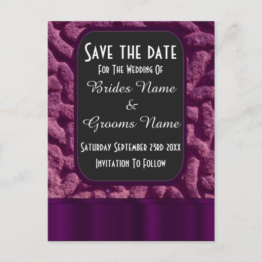 Lila Knochen Save the Date Ankündigungspostkarte (Vorderseite)