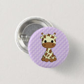 Lila Knopf niedlichen Giraffe kawaii Cartoon Button (Vorne & Hinten)