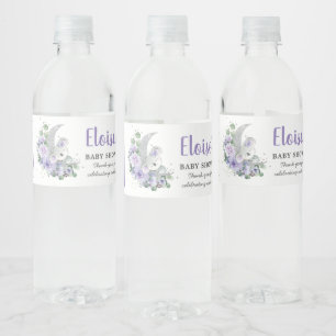 Lila Koala Wir sind über der Mond Girl Babydusche Wasserflaschenetikett