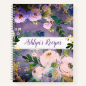 Lila Kochbuch Blumenkohl Aquarell Vintag Notizblock (Vorderseite)